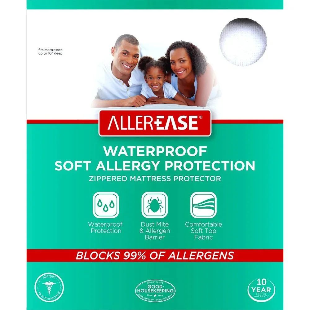 AllerEase Waterproof and Allergy Zippered Soft Mattress Protector Twin Size NWT